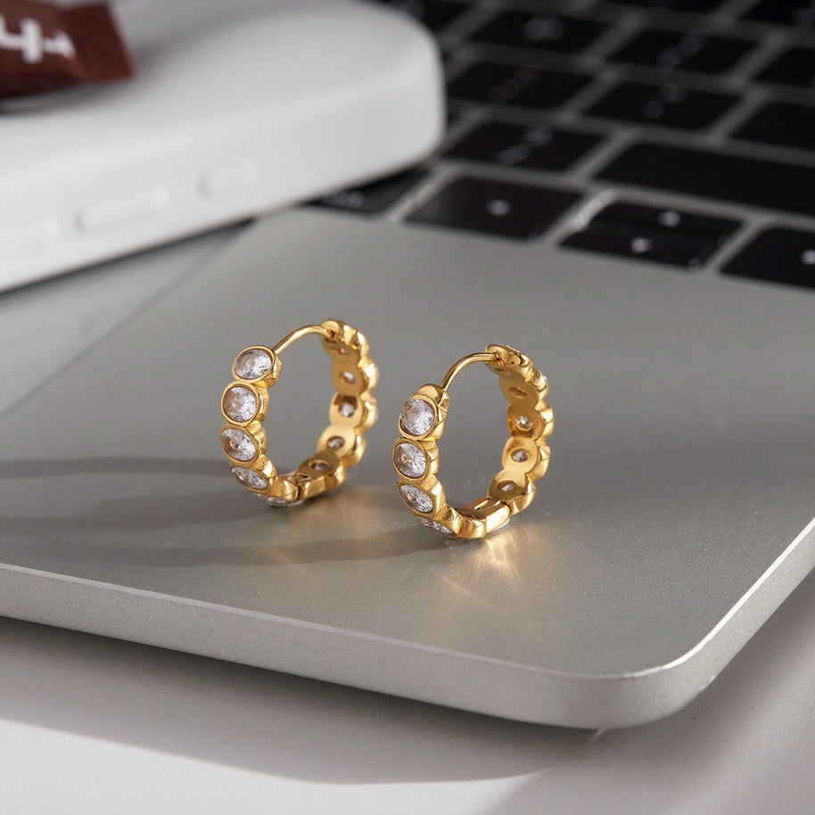 Zircon Drop Earrings | 18K Gold Plated | Stainless Steel