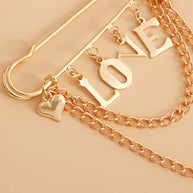 LOVE Tassel Brooch | Modern Geometric Heart Drop Lapel Pin