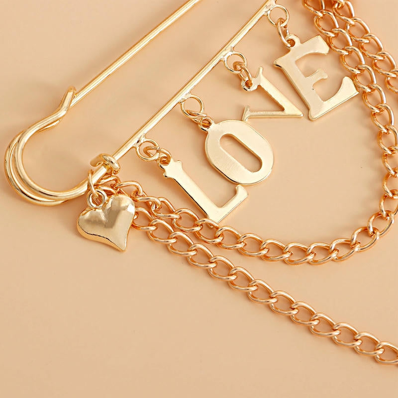 LOVE Tassel Brooch | Modern Geometric Heart Drop Lapel Pin