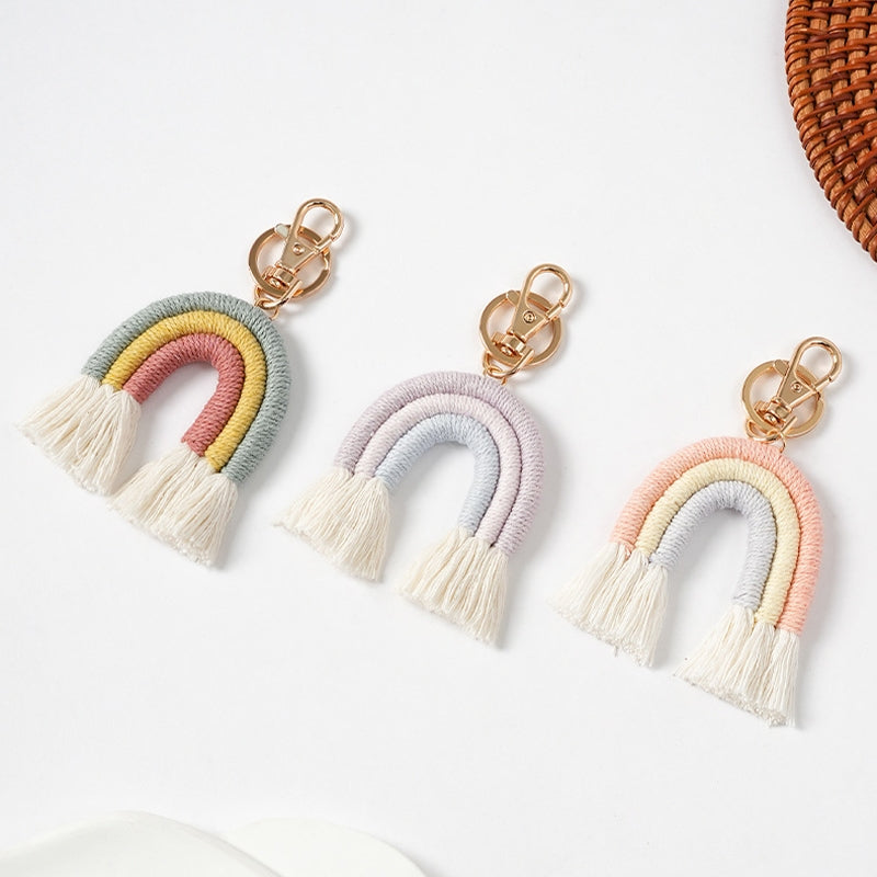 Handmade Fashion Cotton Boho Rainbow Keychain Charm JXK68215