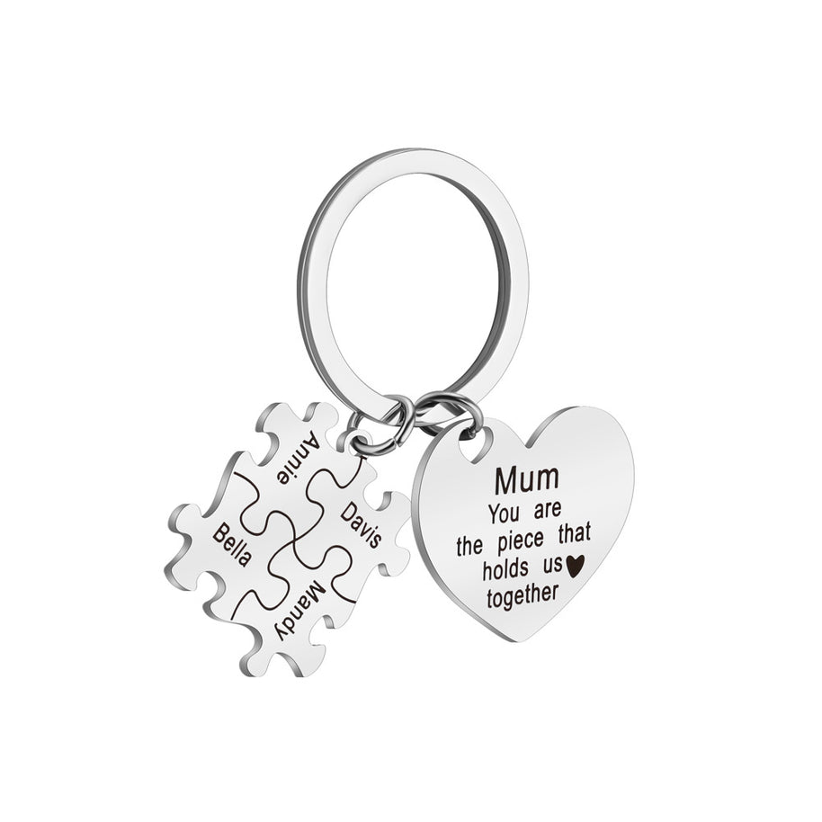 Heart Puzzle Keychain | Engrave Steel | Mother's Day