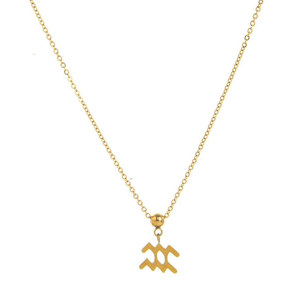 12 Zodiac Sign Charm Pendant Steel 18K Gold Tarnish Resistant