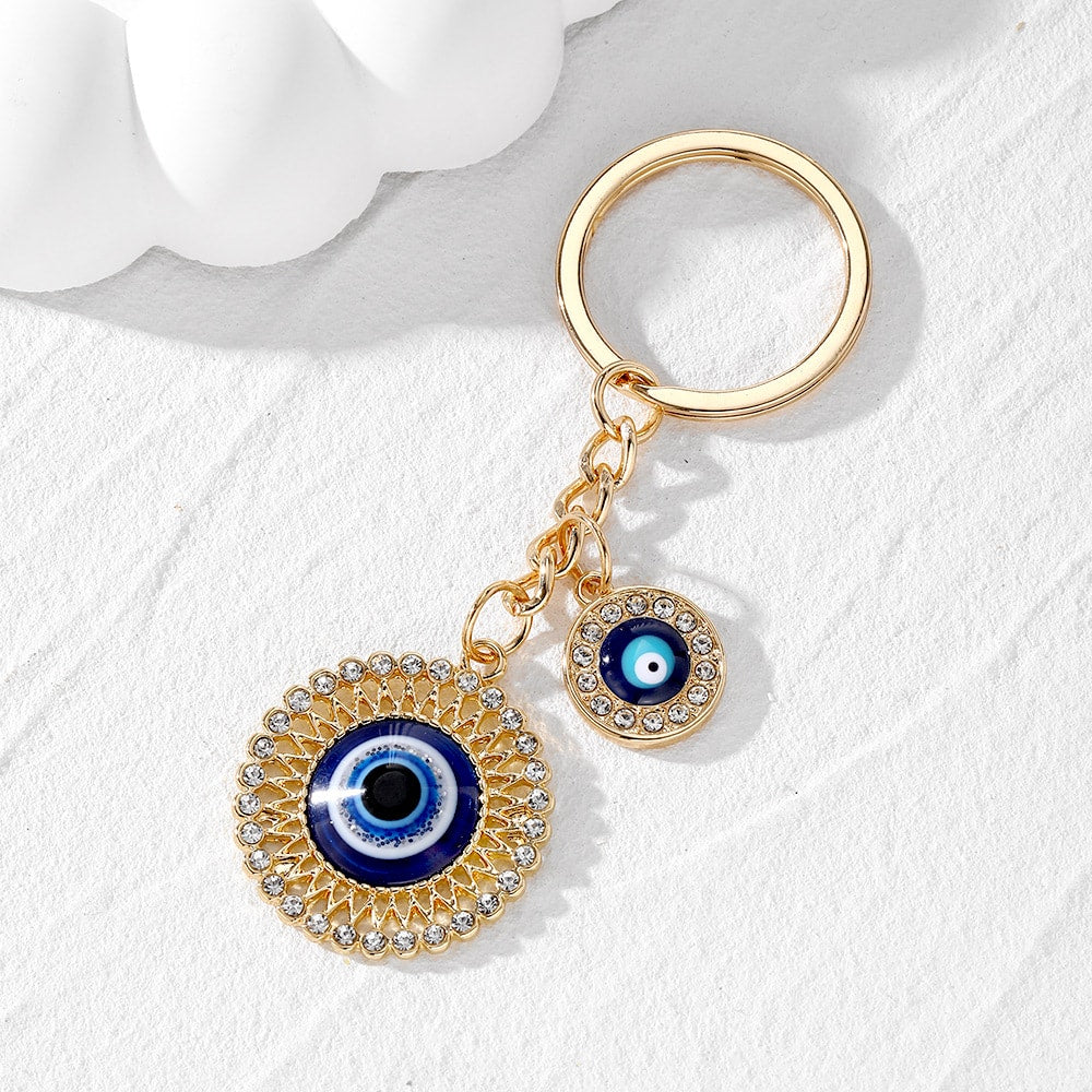 Evil Eye Keychain | Geometric Heart Charm | Vintage