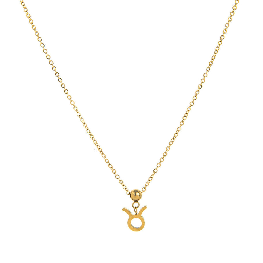 12 Zodiac Sign Charm Pendant Steel 18K Gold Tarnish Resistant