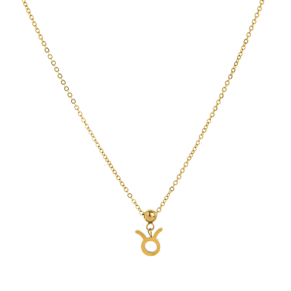 12 Zodiac Sign Charm Pendant Steel 18K Gold Tarnish Resistant