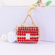 Camellia Keychain | Rhinestones Car Charm | Women's Purse