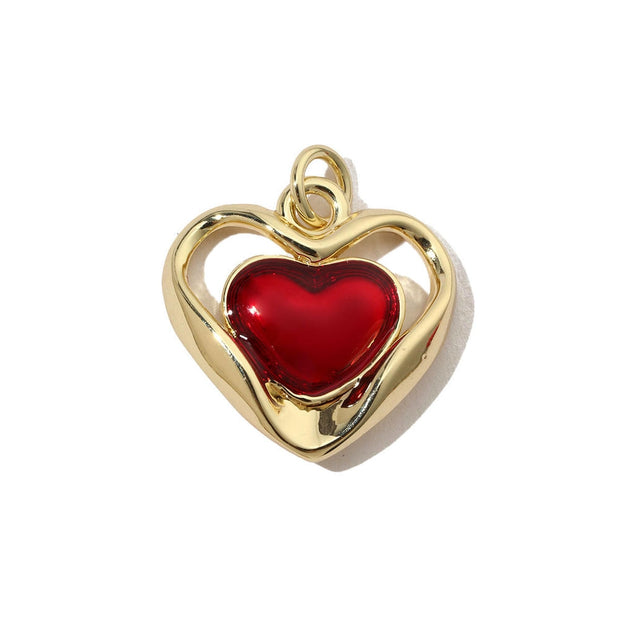 3D Heart Pendant | Enamel Zircon Love Charm Holiday Gifts