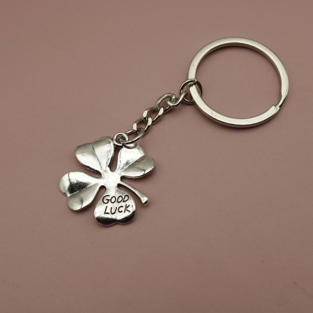 Four Leaf Clover Keychain | Minimalist Lucky Metal Charm