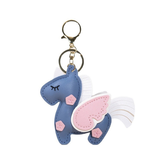 Rainbow Unicorn Keychain | Leather Bag Charm Gift for Her