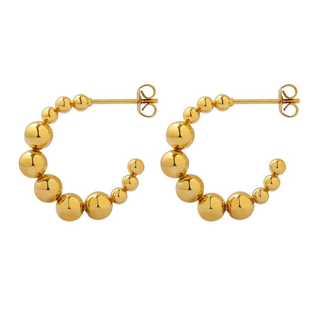 Gold Beaded Hoop Earring JMF092