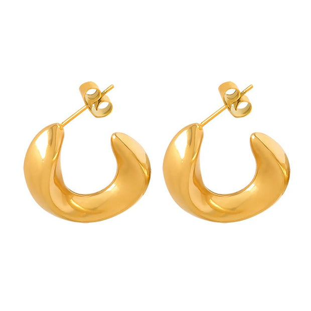 Irregular Bold C Hoop Earring