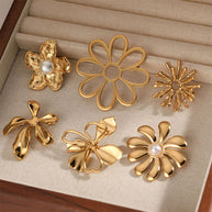 Oversized Floral Brooch | Stainless Steel Statement Pin