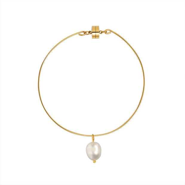 Pearl Charm Bangle Bracelet
