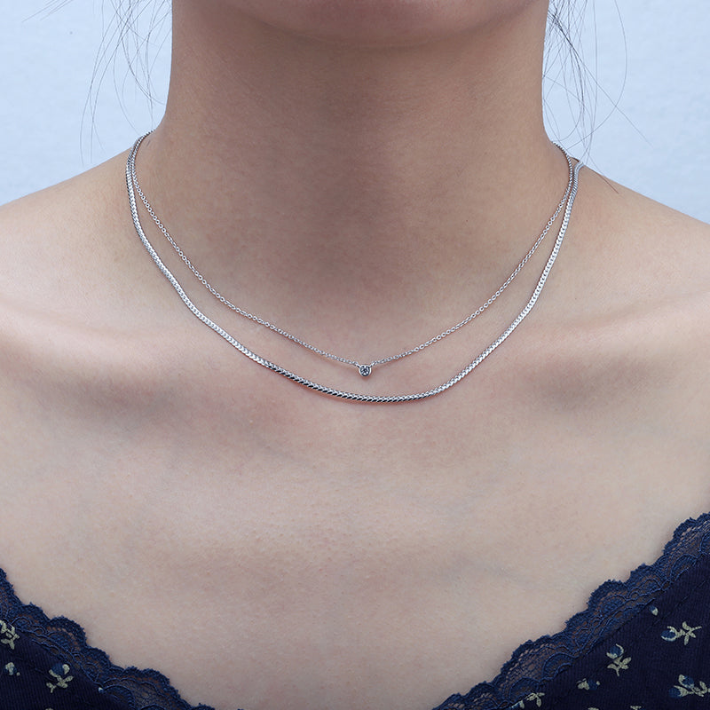 Sterling Silver Bezel Necklace