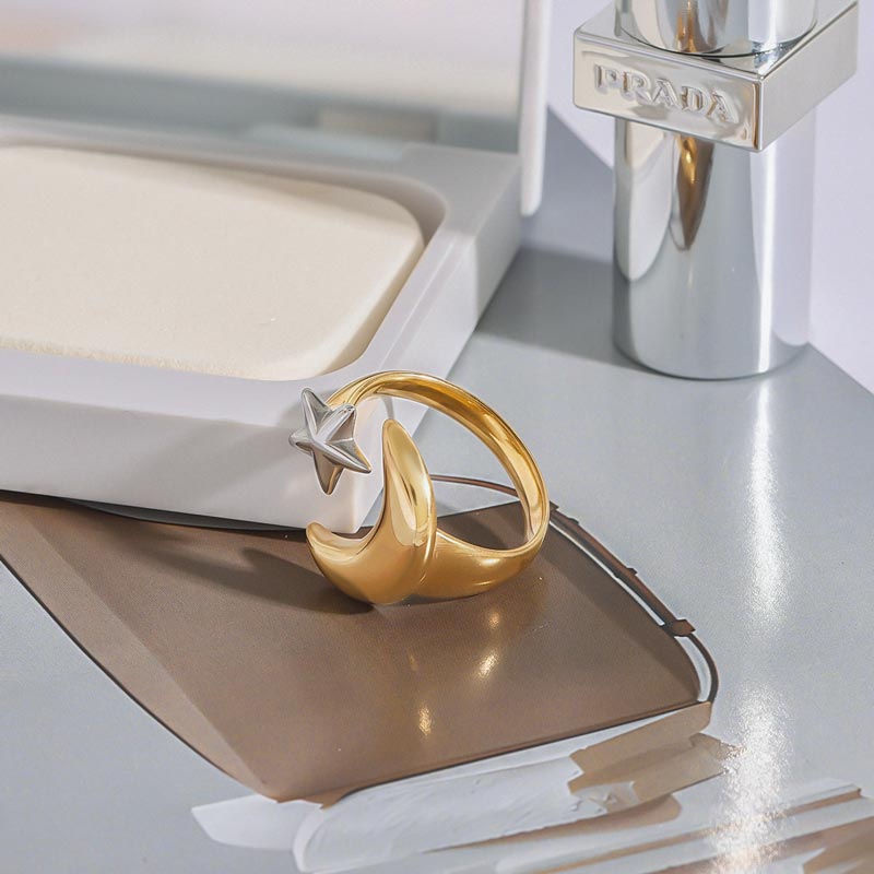 Moon And Star Open Ring