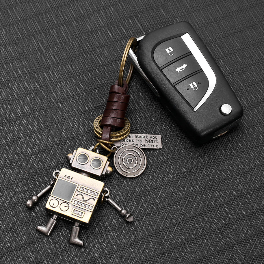 Robot Leather Keychain | Braid Bag Charm | Creative Gift