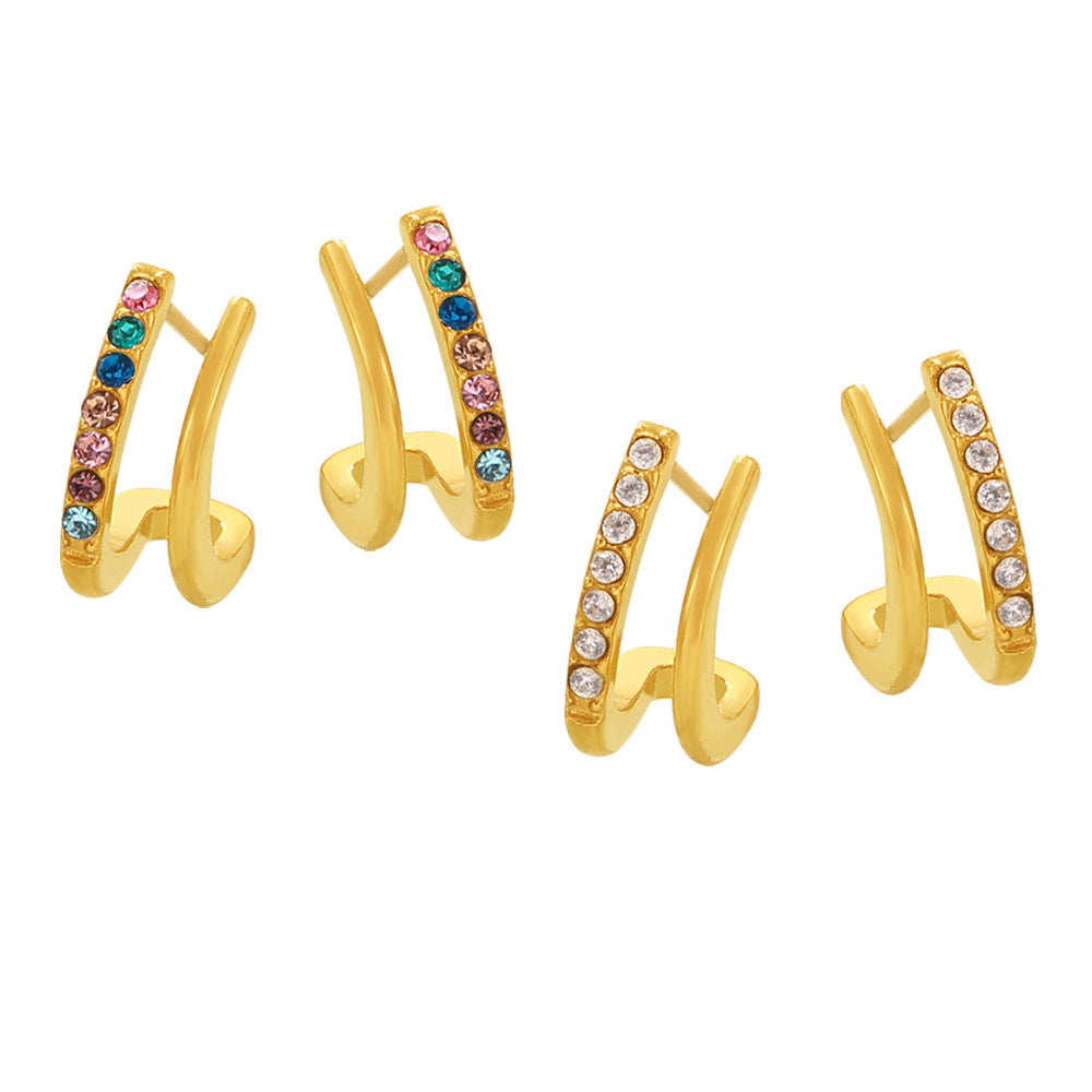 Two Row C Stud Earring JMF1620