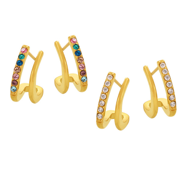 Two Row C Stud Earring JMF1620