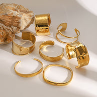 Irregular Hammered Open Bangle JXB2407016