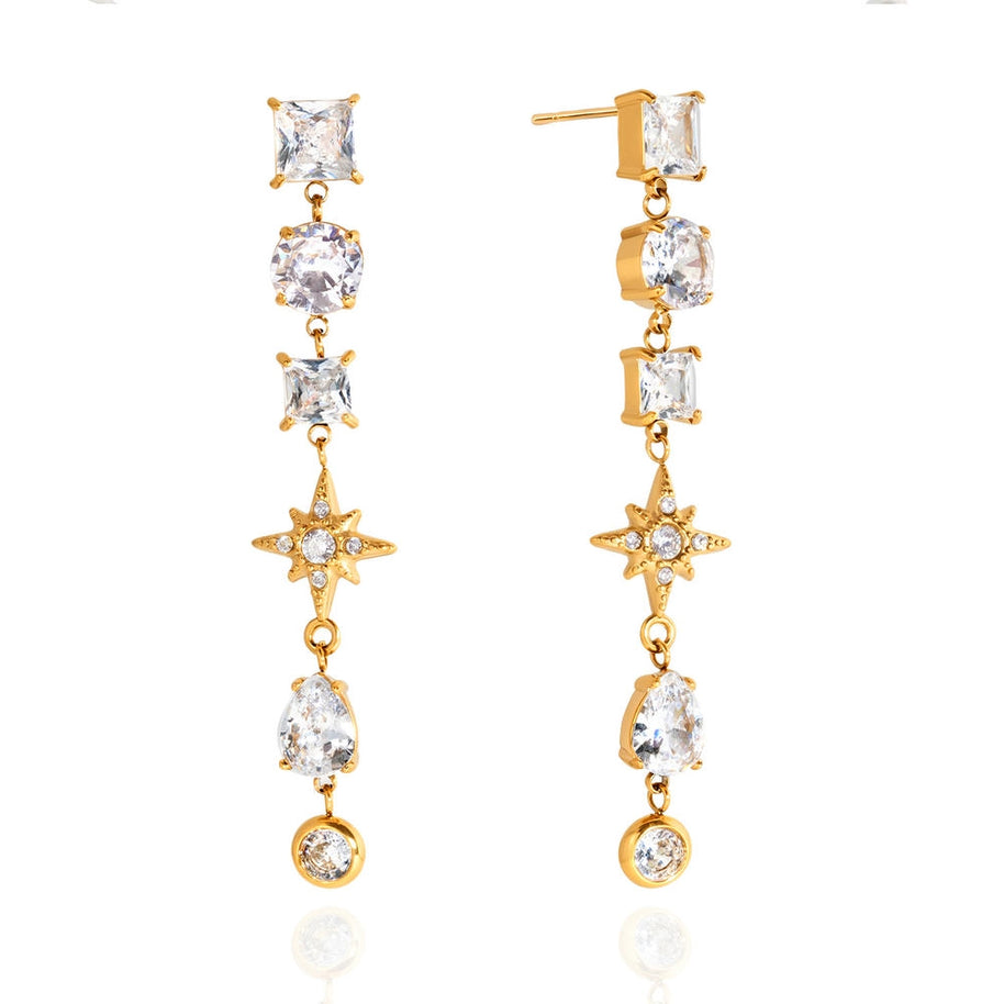 Stainless Zircon Earrings | Fringe Luxury | Hypoallergenic