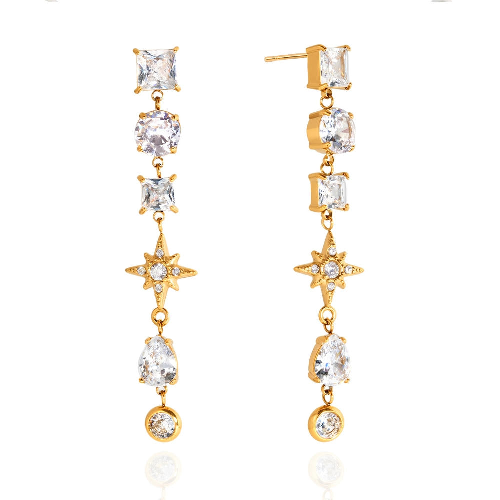 Stainless Zircon Earrings | Fringe Luxury | Hypoallergenic