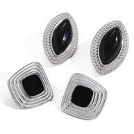 Black Enamel Earring | Stainless Steel Drop | Luxury Women's