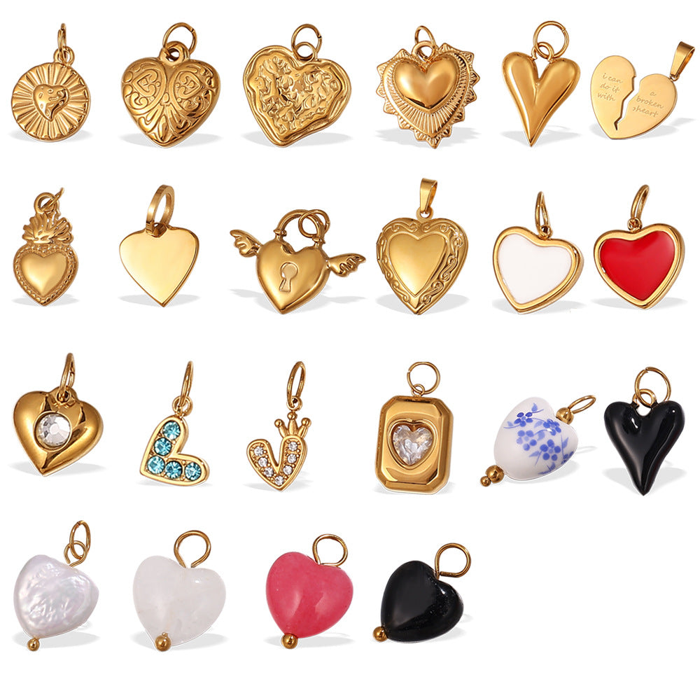 Stainless Steel Heart Pendant DIY Accessory Tarnish Resistant