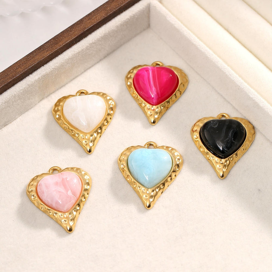 Luxury Style Heart Earrings Pendant Steel 18K Gold Plated