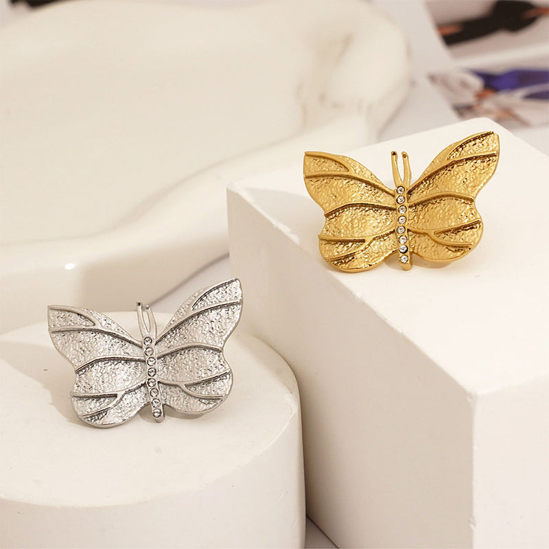 Stainless Steel Butterfly Brooch | Elegant Pin for Women