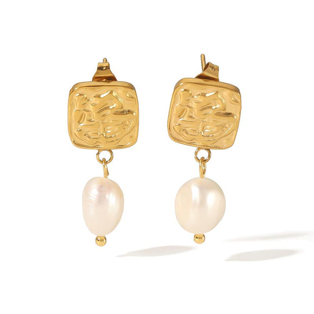 Textured Pearl Drop Earring JTE6329-P