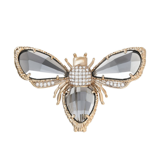 Crystal Bee Brooch | Vintage Insect Pin | Women's Suit