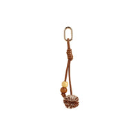 Two-Tone Leather Keychain | Braided Ball Charm for Bag & Car