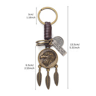 Eagle Pendant Keychain | Vintage Car Charm | Leather Braid