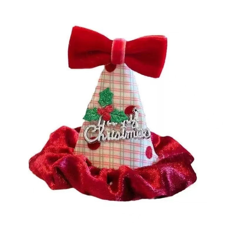 Christmas Hat Hair Clip | Plush Festive Headband for Photos