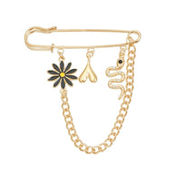 Snake Flower Brooch | Vintage Drop Lapel Pin for Blouses