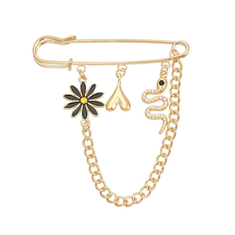 Snake Flower Brooch | Vintage Drop Lapel Pin for Blouses