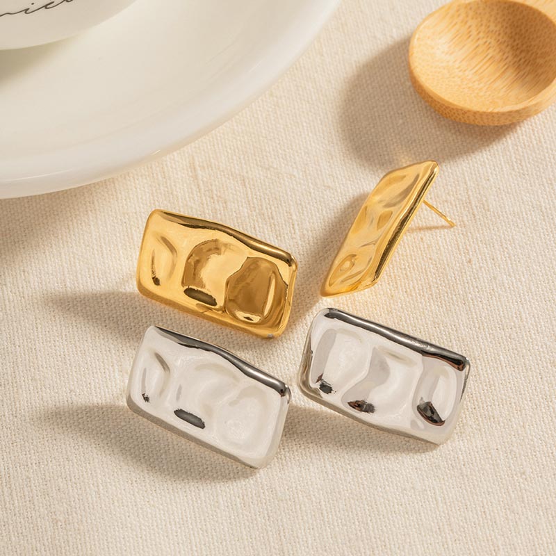 Textured Rectangle Stud Earring