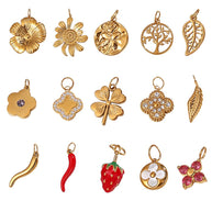 European Style Chili Pepper Pendant Steel 18K Gold JXPJ385-399
