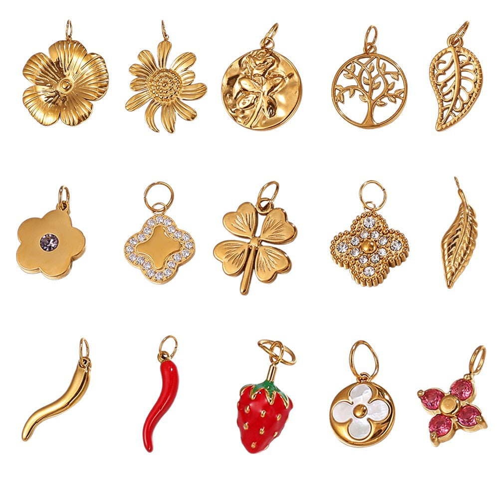 European Style Chili Pepper Pendant Steel 18K Gold JXPJ385-399