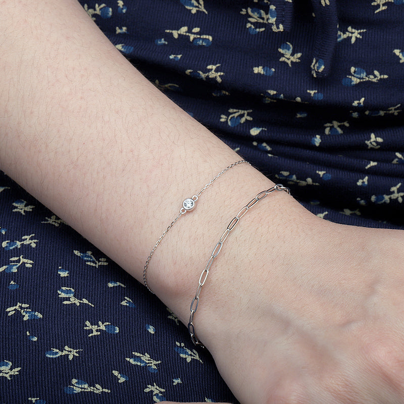 Sterling Silver Bezel Bracelet