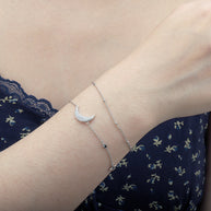 Sterling Silver Moon And Star Bracelet
