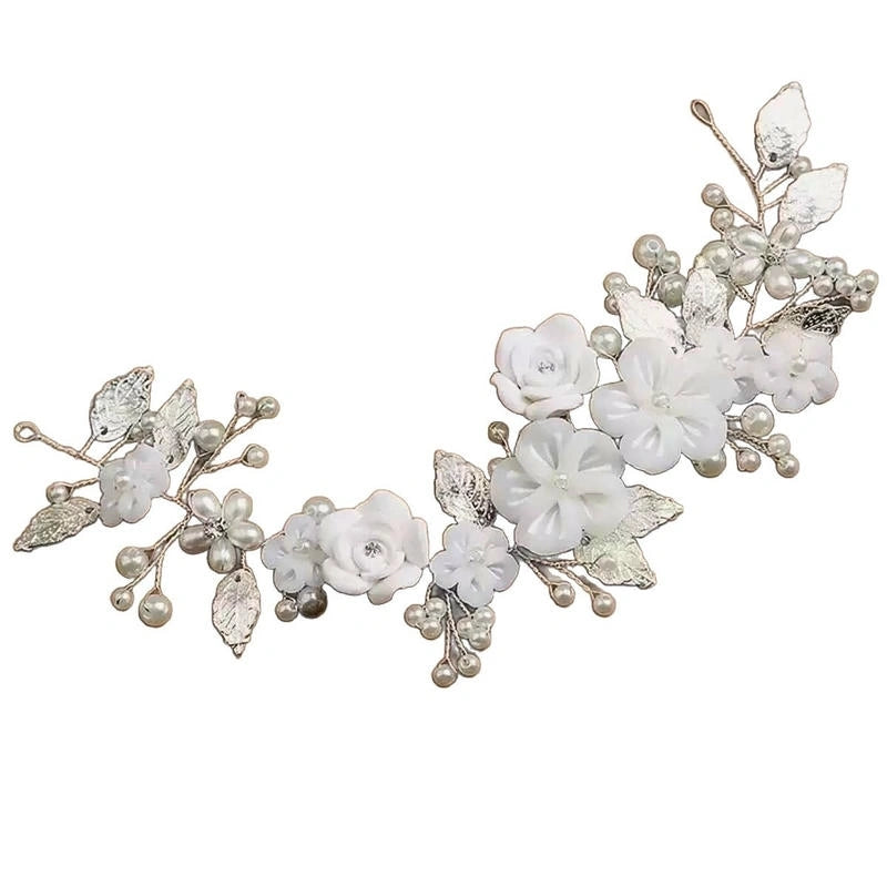 Clay Flower Bridal Headpiece | Wedding Hair Vine for Women