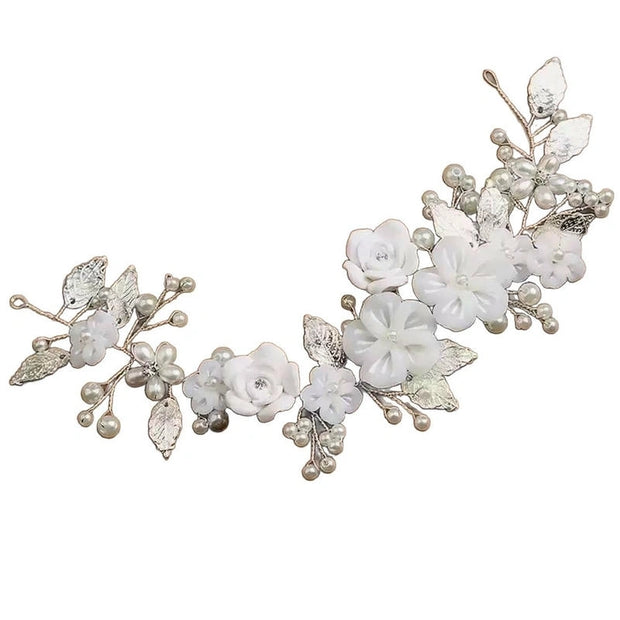 Clay Flower Bridal Headpiece | Wedding Hair Vine for Women