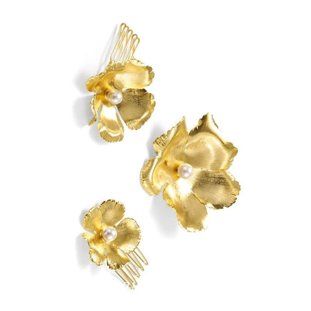 French Retro Pearl Flower Hair Comb JJMFZ-377