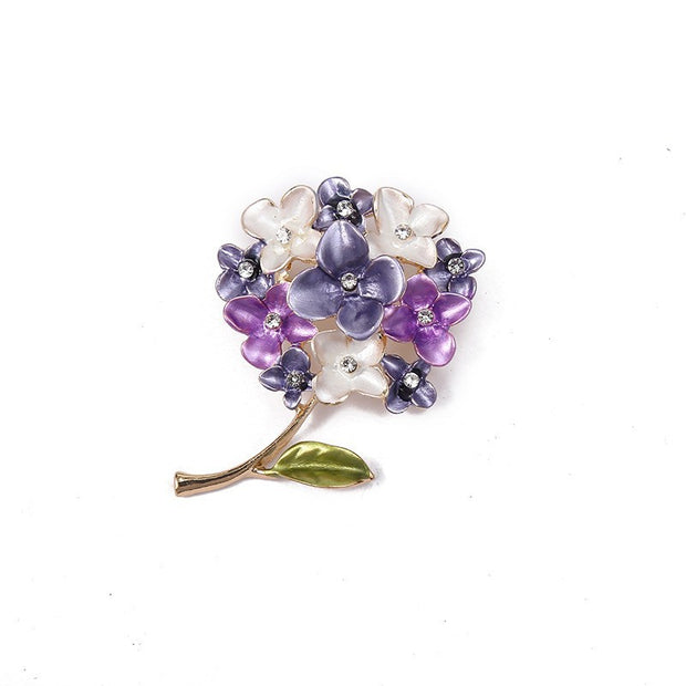 Rhinestone Flower Brooch | Korean Enamel Lapel Pin for Suits