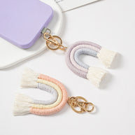 Handmade Fashion Cotton Boho Rainbow Keychain Charm JXK68215