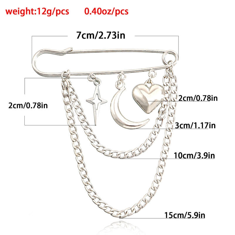 Moon Cross Star Brooch | Charm Bold Celestial Lapel Pin