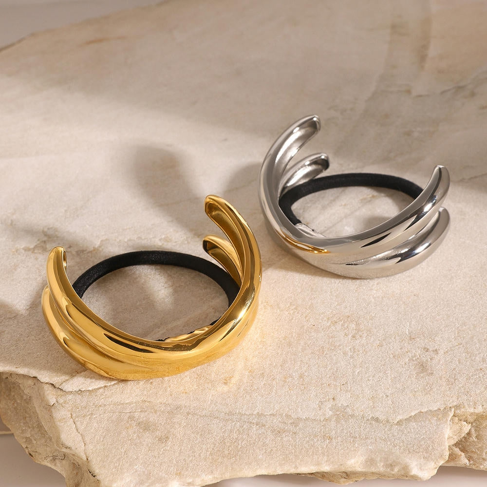 Cross Hair Tie Stainless Steel Ponytail Band JXH2408012