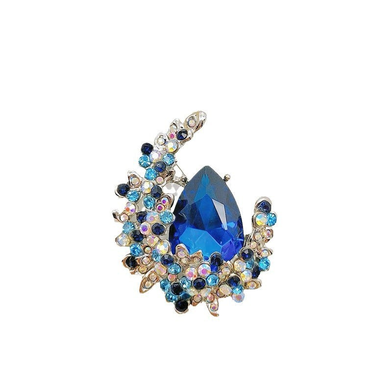 Moonstone Brooch | Crystal Gem Pin | Vintage Luxury JXBS424