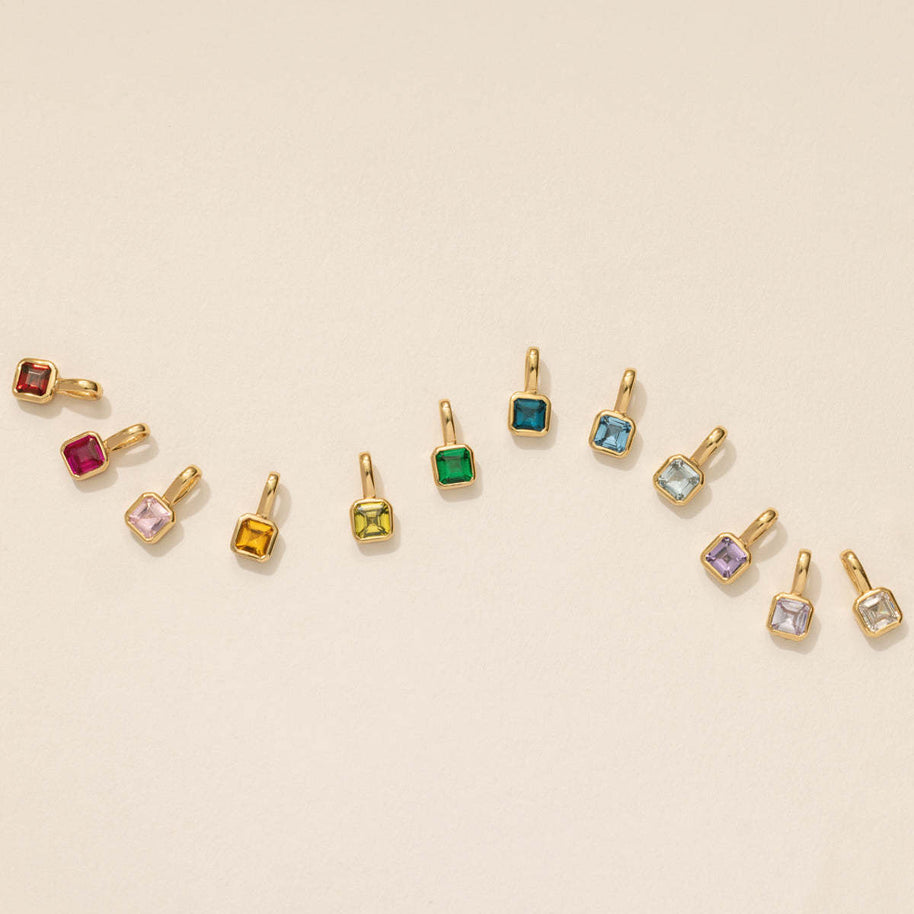 European Colorful 12 Birthstones Pendant Zircon DIY Charm